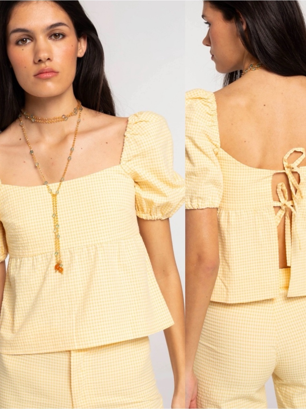 THE-ARE Spain Sunset Lover Amarillo Seersucker Romantic Crop Top Size M NWT
